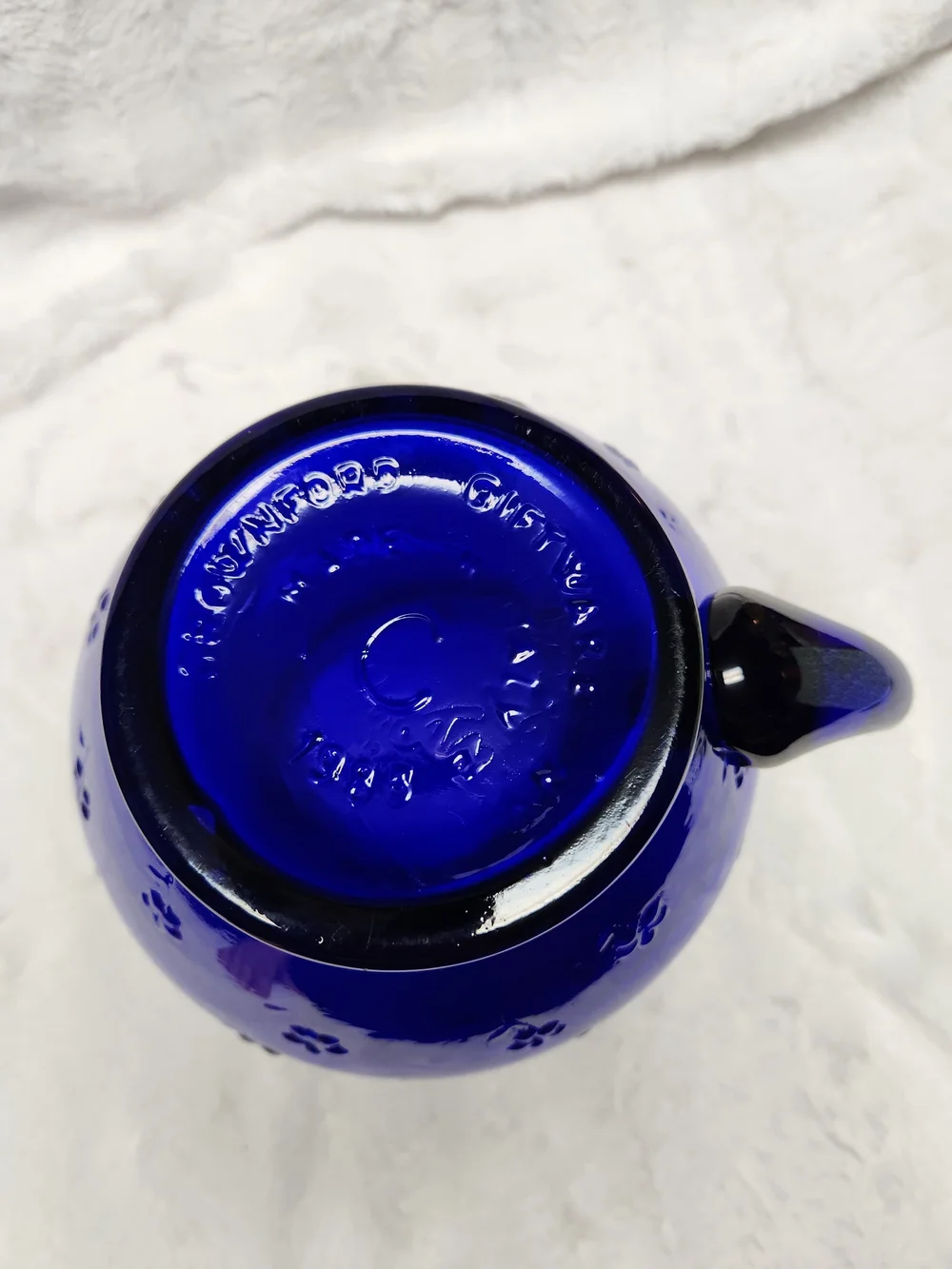 Cobalt Blue Glass Pitcher with Handle - Elegant Serving Pitcher